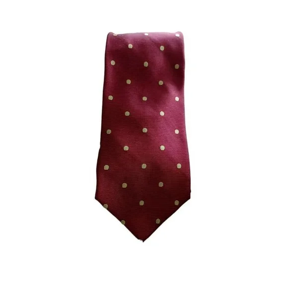 Vtg Brooks Brothers Makers 100%Silk Tie Made in USA 58" Lg 3.75" W Burg Tan Dot - Picture 3 of 4